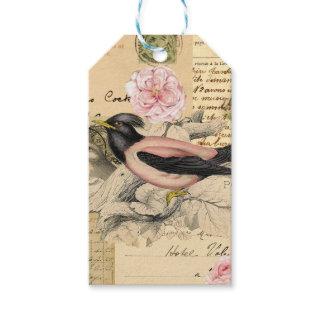 Vintage Post Card Bird Collage Scrapbook Gift Tags