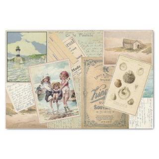 Vintage Postcard Seaside Beach Collage Tissue Paper