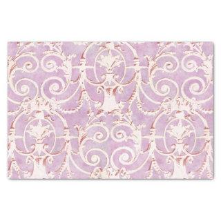 Vintage Purple and Beige Damask Pattern Tissue Paper