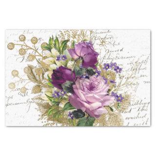 Vintage Purple Floral Collage Tissue Paper
