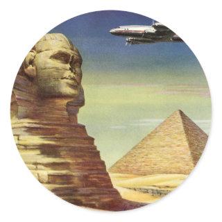 Vintage Pyramids, the Great Sphinx of Giza, Egypt Classic Round Sticker