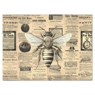 Vintage Queen Bee Horticulture Ads Ephemera Sepia Tissue Paper