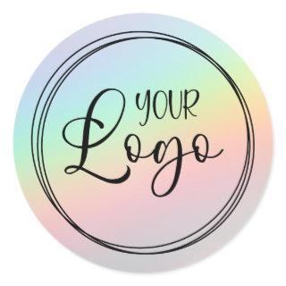 Vintage Rainbow Holographic Gradient Logo Classic Round Sticker