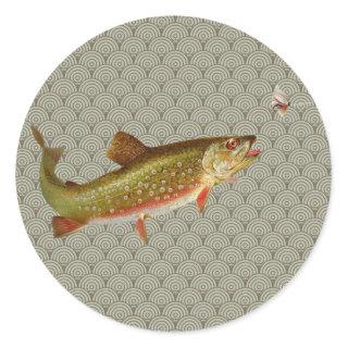 Vintage Rainbow Trout Fly Fishing Classic Round Sticker