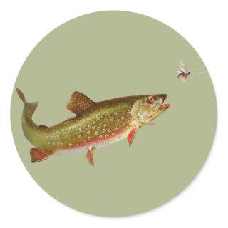 Vintage Rainbow Trout Fly Fishing Classic Round Sticker