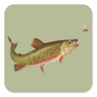 Vintage Rainbow Trout Fly Fishing Square Sticker