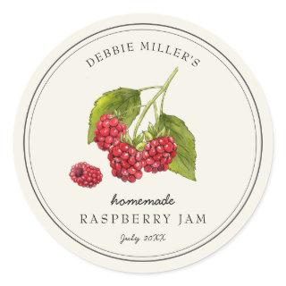 Vintage Raspberry Homemade Jam Jar label