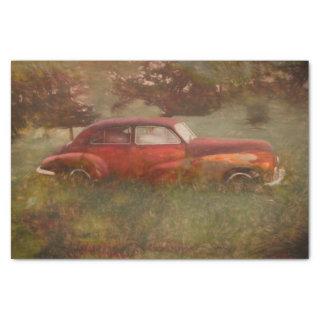 Vintage Red Car Antique Old Rustic Art Decoupage Tissue Paper