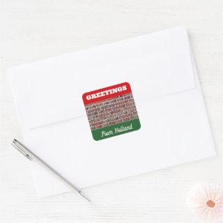 Vintage Red Dutch Brickwork Pointing Photo Square Sticker