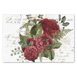 Vintage Red Floral Collage Tissue Paper