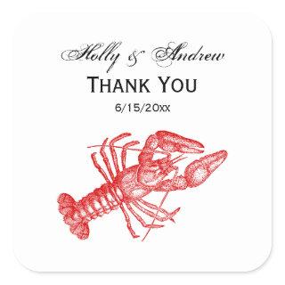 Vintage Red Lobster #1 Drawing Square Sticker