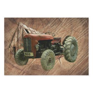Vintage Red Tractor Rustic Barn Shed  Sheets