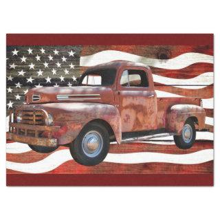 Vintage Red Truck American Flag Tissue Paper