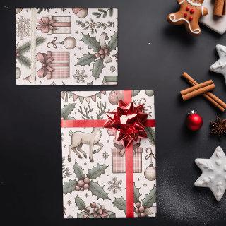 Vintage Reindeer and Stocking Christmas