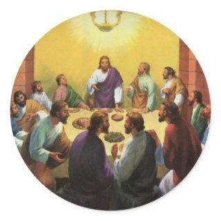 Vintage Religion, Last Supper with Jesus Christ Classic Round Sticker