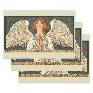 Vintage Religious Angel Praying with Gold Stars  Sheets