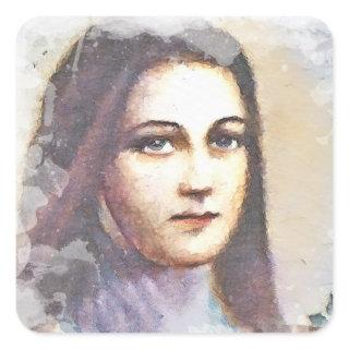 Vintage Religious St. Therese Carmelite Nun Square Sticker