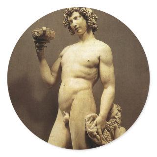 Vintage Renaissance Statue Bacchus by Michelangelo Classic Round Sticker