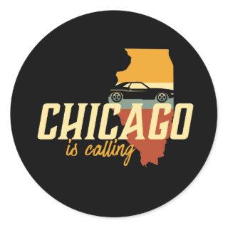 Vintage Retro Chicago Illinois USA City Map Classic Round Sticker