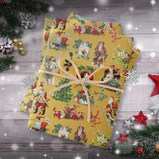 Vintage Retro Christmas Holiday Pattern Gold  Sheets