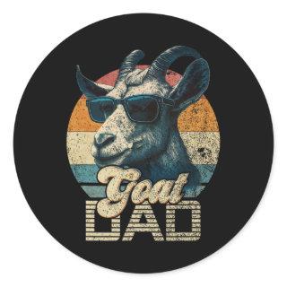 Vintage Retro Goat Dad Best Goat Daddy Funny Fathe Classic Round Sticker