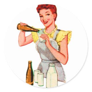 Vintage Retro Kitsch 50s Soda Root Beer and Milk Classic Round Sticker