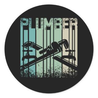 Vintage Retro Plumber Classic Round Sticker