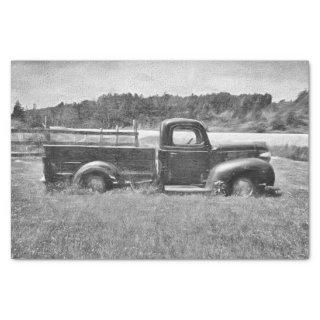 Vintage Retro Rustic Black And White Farm Truck Tissue Paper