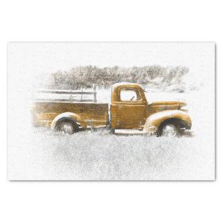 Vintage Retro Rustic Gold Gray Farm Truck Tissue Paper