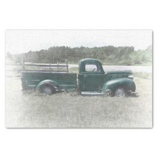 Vintage Retro Rustic Green Country Farm Truck Tissue Paper