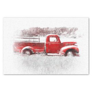 Vintage Retro Rustic Red Farm Truck Tissue Paper