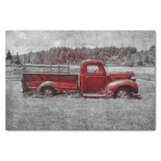 Vintage Retro Rustic Red Gray Farm Truck Tissue Paper