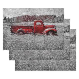 Vintage Retro Rustic Red Gray Farm Truck  Sheets