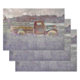 Vintage Retro Rustic Red Purple Art Farm Truck  Sheets