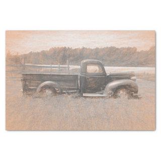 Vintage Retro Rustic Sepia Sketch Art Farm Truck Tissue Paper