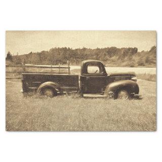 Vintage Retro Rustic Sepia Tone Farm Truck Tissue Paper