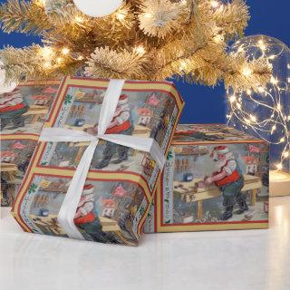 Vintage Retro Santa's Christmas Toy Workshop