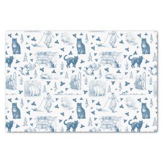 Vintage Retro Toile Pattern Cat Catnip White Blue Tissue Paper