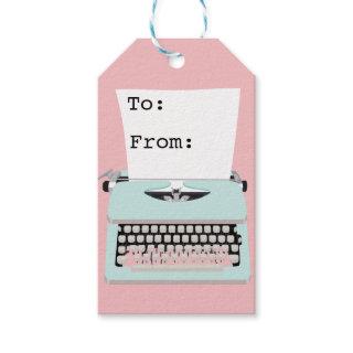 Vintage retro typewriter and paper design gift tags