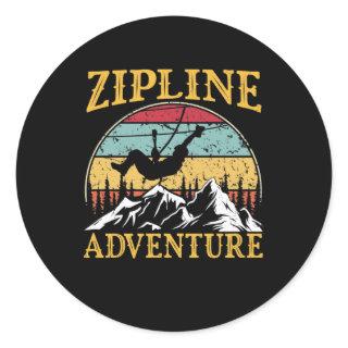 Vintage Retro Zipline Adventure Matching Zipline Classic Round Sticker