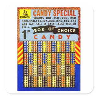 Vintage RetroKitsch Gambling Punch Board Candy Square Sticker
