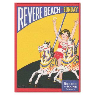 Vintage Revere Beach Carousel Poster Nostalgic Pat Tissue Paper