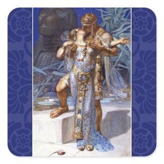 Vintage Romantic Couple Anthony and Cleopatra Kiss Square Sticker