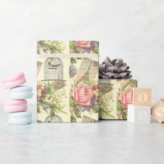 Vintage Roses and Caged Bird