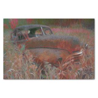 Vintage Rustic Brown Pink Car Old Antique Art Tissue Paper