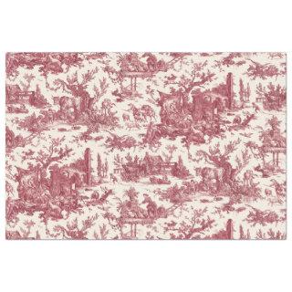 Vintage Rustic Farm French Toile-Red & Tan Tissue Paper