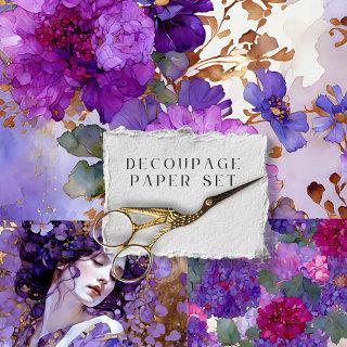 Vintage Rustic Floral Botanical Decoupage  Sheets