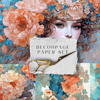 Vintage Rustic Floral Botanical Decoupage  Sheets