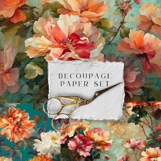 Vintage Rustic Floral Botanical Decoupage  Sheets