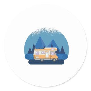 Vintage RV Camper Motorhome Classic Round Sticker